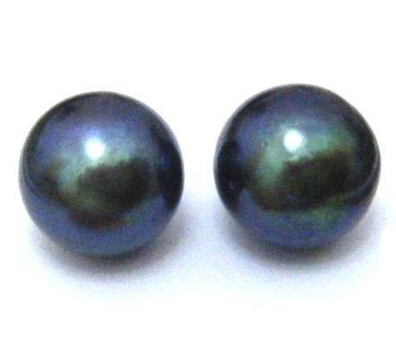 Black 7-8mm Half Drilled Round Pair